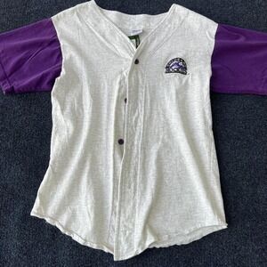 Colorado Rockies Shirt Mens Large Gray Purple MLB Baseball True Fan Sportswear
